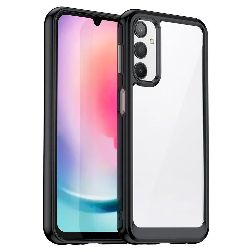 For Samsung Galaxy A24 4G (162.1 x 77.6 x 8.3mm) TPU + Acrylic Phone Case Anti-drop Phone Protective Cover - Black - 1