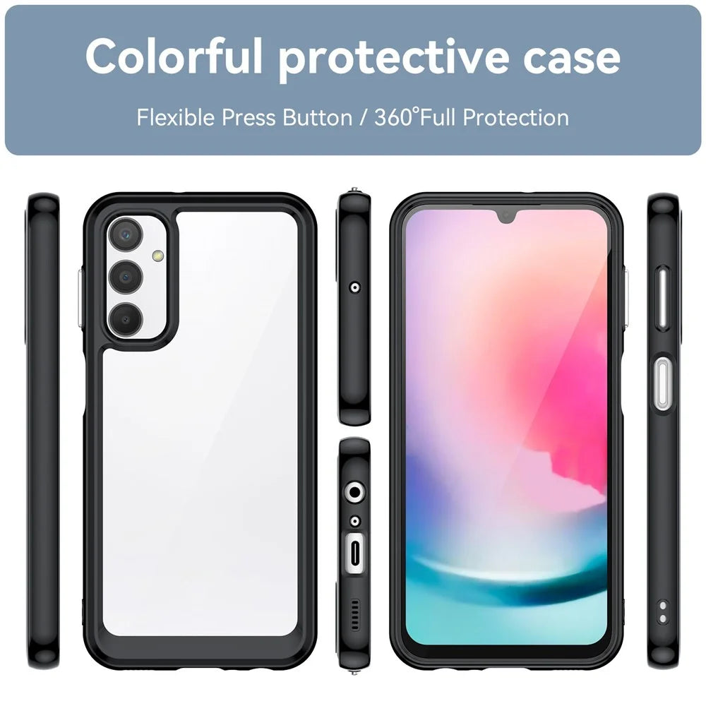 For Samsung Galaxy A24 4G (162.1 x 77.6 x 8.3mm) TPU + Acrylic Phone Case Anti-drop Phone Protective Cover - Black - 2