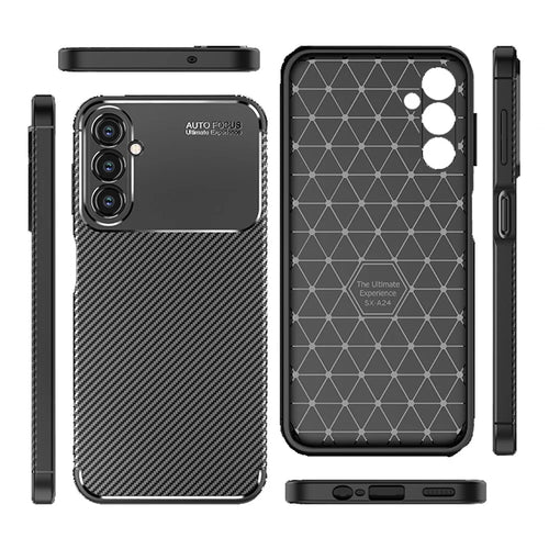 For Samsung Galaxy A24 4G (162.1 x 77.6 x 8.3mm) Carbon Fiber Texture Phone Case Drop Resistant TPU Phone Cover - 1