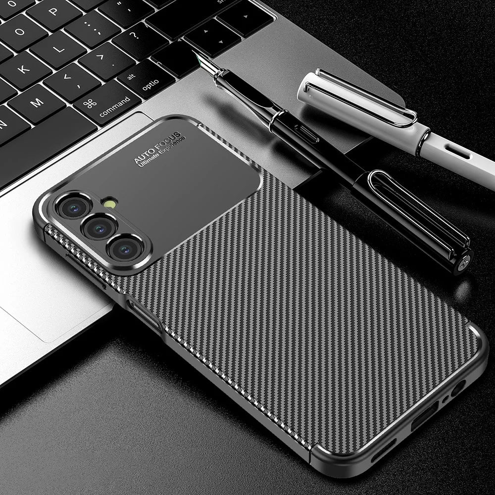 For Samsung Galaxy A24 4G (162.1 x 77.6 x 8.3mm) Carbon Fiber Texture Phone Case Drop Resistant TPU Phone Cover - 3