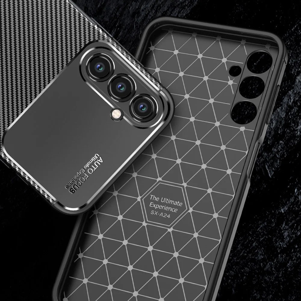 For Samsung Galaxy A24 4G (162.1 x 77.6 x 8.3mm) Carbon Fiber Texture Phone Case Drop Resistant TPU Phone Cover - 4