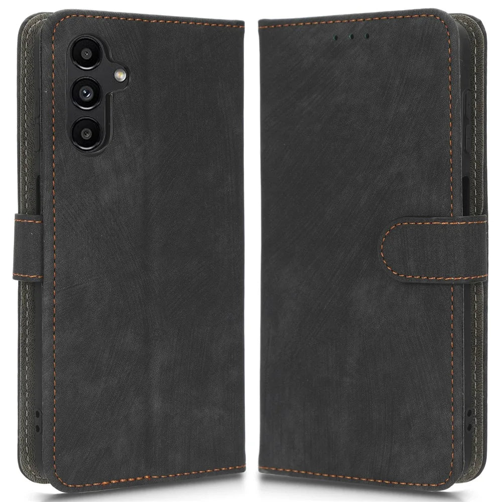 For Samsung Galaxy A13 5G / A04s 4G (164.7mm) RFID Blocking Anti-Theft Leather Phone Case Wallet Stand Flip Cover - Black - 1