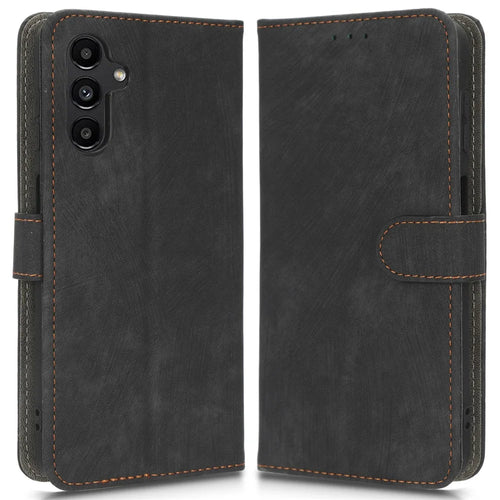 For Samsung Galaxy A13 5G / A04s 4G (164.7mm) RFID Blocking Anti-Theft Leather Phone Case Wallet Stand Flip Cover - Black - 1