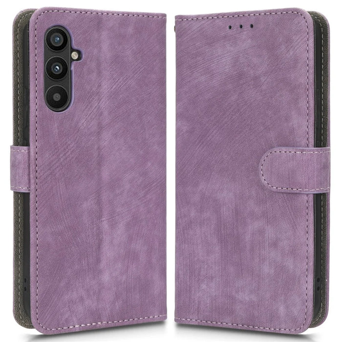 For Samsung Galaxy A34 5G Leather Phone Case Stand RFID Blocking Wallet Cover - Purple - 1