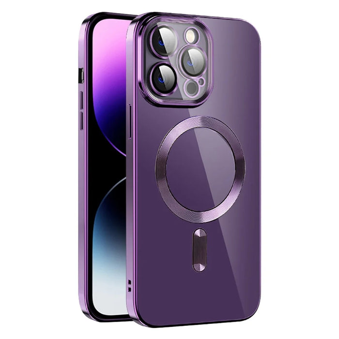Phone Case For iPhone 14 Pro Max Compatible with MagSafe CD Texture TPU + PC Phone Cover - Purple - 1