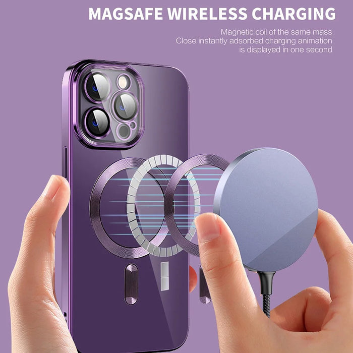 Phone Case For iPhone 14 Pro Max Compatible with MagSafe CD Texture TPU + PC Phone Cover - Purple - 2
