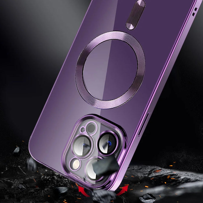 Phone Case For iPhone 14 Pro Max Compatible with MagSafe CD Texture TPU + PC Phone Cover - Purple - 4