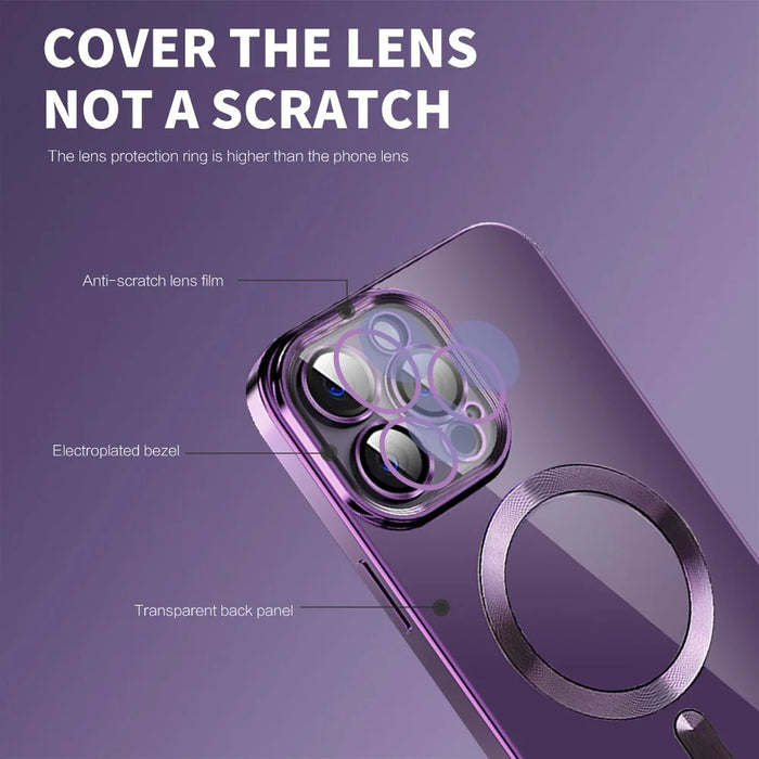 Phone Case For iPhone 14 Pro Max Compatible with MagSafe CD Texture TPU + PC Phone Cover - Purple - 5
