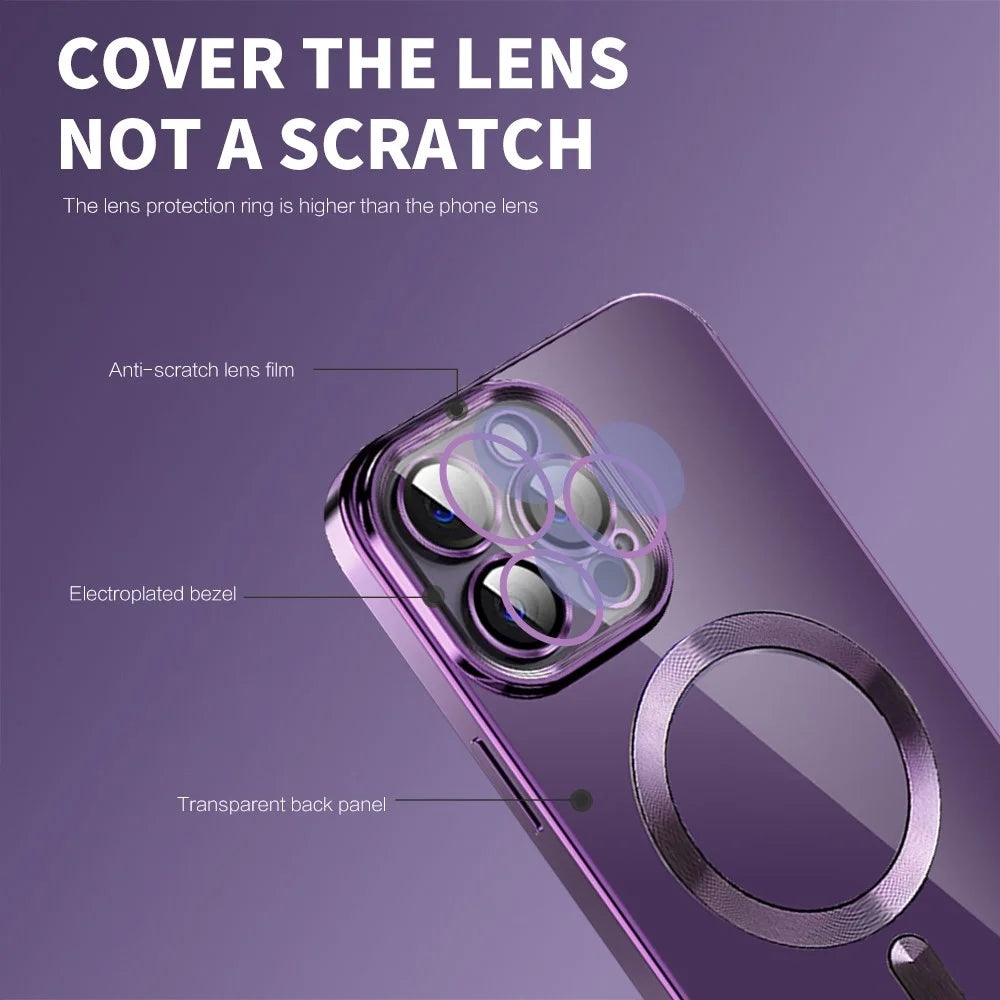 Magnetic Phone Case For iPhone 14 Pro , CD Texture TPU + PC Electroplated Phone Cover - Purple - 5