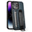 SUTENI H13 Phone Kickstand Case with Hand Strap for iPhone 14 Pro Max Card Holder Leather Coated PC + TPU Cover - Blue - 1