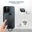 SUTENI H13 Phone Kickstand Case with Hand Strap for iPhone 14 Pro Max Card Holder Leather Coated PC + TPU Cover - Blue - 7