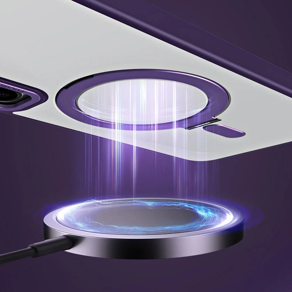For Samsung Galaxy S23 Ring Kickstand Magnetic Phone Case TPU+Acrylic Matte Phone Cover - Purple - 5