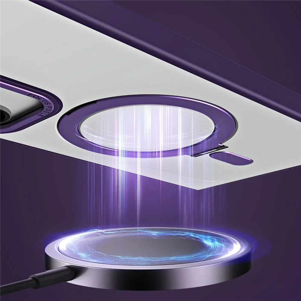 For Samsung Galaxy S23 Ultra Matte Magnetic Phone Case TPU+Acrylic Phone Cover with Ring Kickstand - Purple - 5