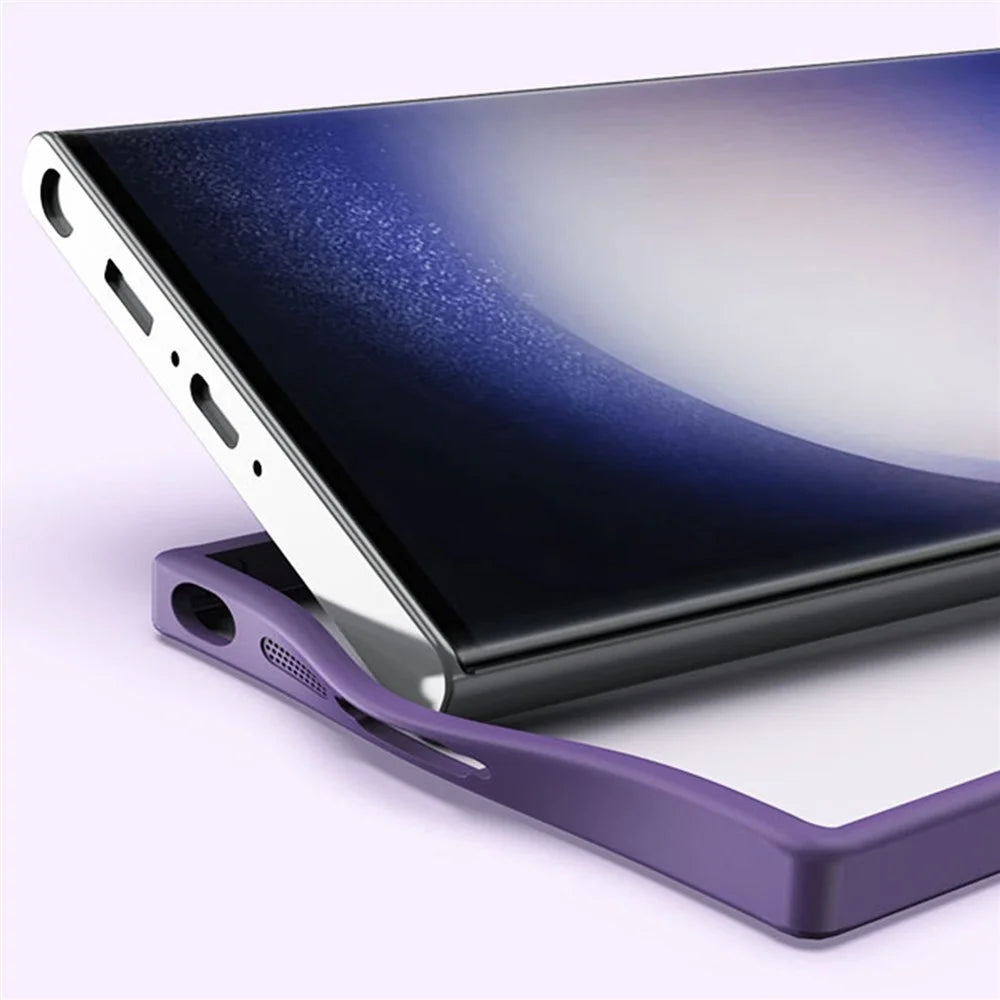 For Samsung Galaxy S23 Ultra Matte Magnetic Phone Case TPU+Acrylic Phone Cover with Ring Kickstand - Purple - 7