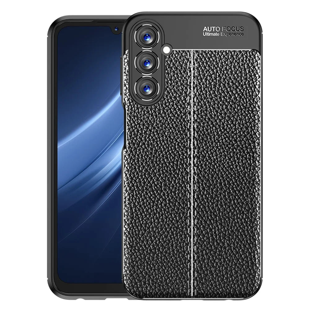 For Samsung Galaxy A24 4G (162.1 x 77.6 x 8.3mm) Litchi Texture Phone Case Slim Anti-drop Protective TPU Phone Cover - Black - 1