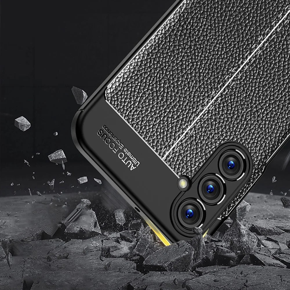 For Samsung Galaxy A24 4G (162.1 x 77.6 x 8.3mm) Litchi Texture Phone Case Slim Anti-drop Protective TPU Phone Cover - Black - 3