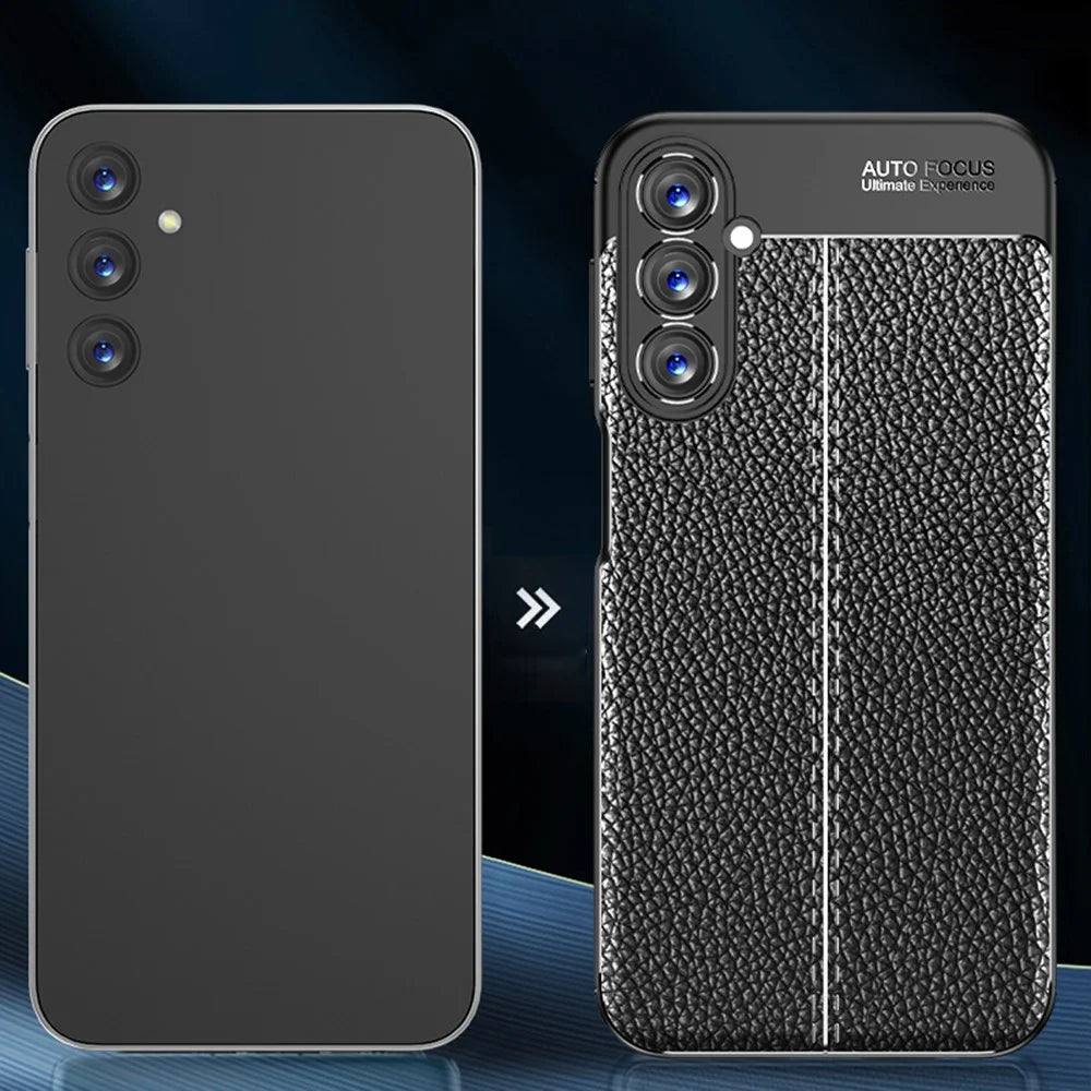 For Samsung Galaxy A24 4G (162.1 x 77.6 x 8.3mm) Litchi Texture Phone Case Slim Anti-drop Protective TPU Phone Cover - Black - 4