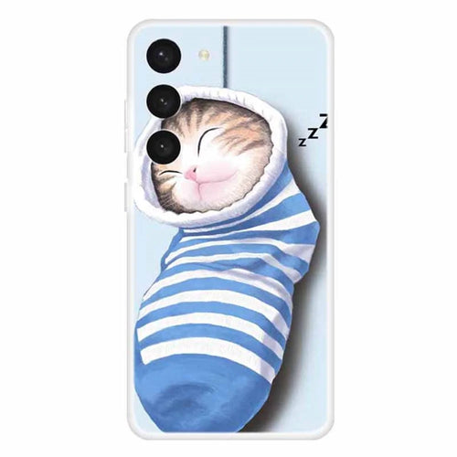 TPU Phone Case for Samsung Galaxy S23 , Pattern Printing Slim Fit Protective Phone Cover - Socks and Cat - 1