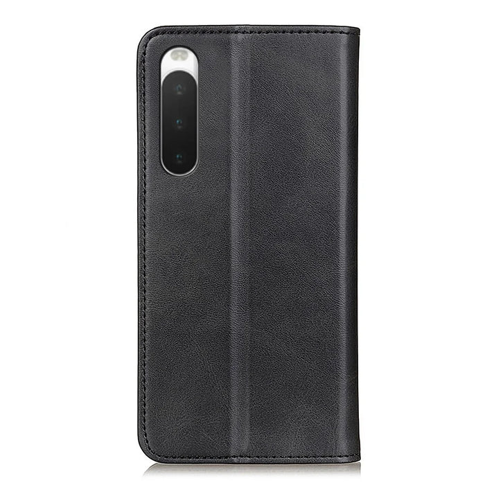 Split Leather Phone Stand Case for Sony Xperia 10 V Shockproof Phone Wallet Cover - Black - 7