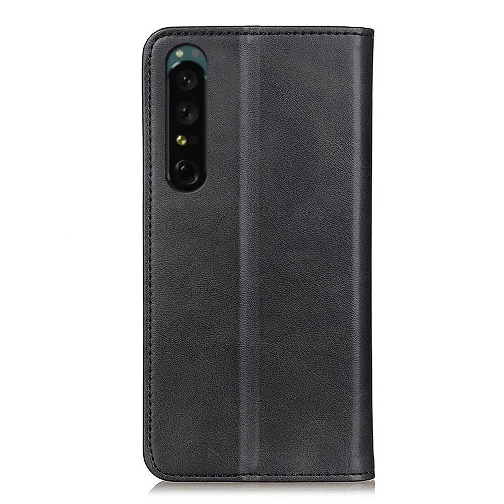 Split Leather Phone Cover for Sony Xperia 1 V Wallet Stand Full Protection Phone Case - Black - 7