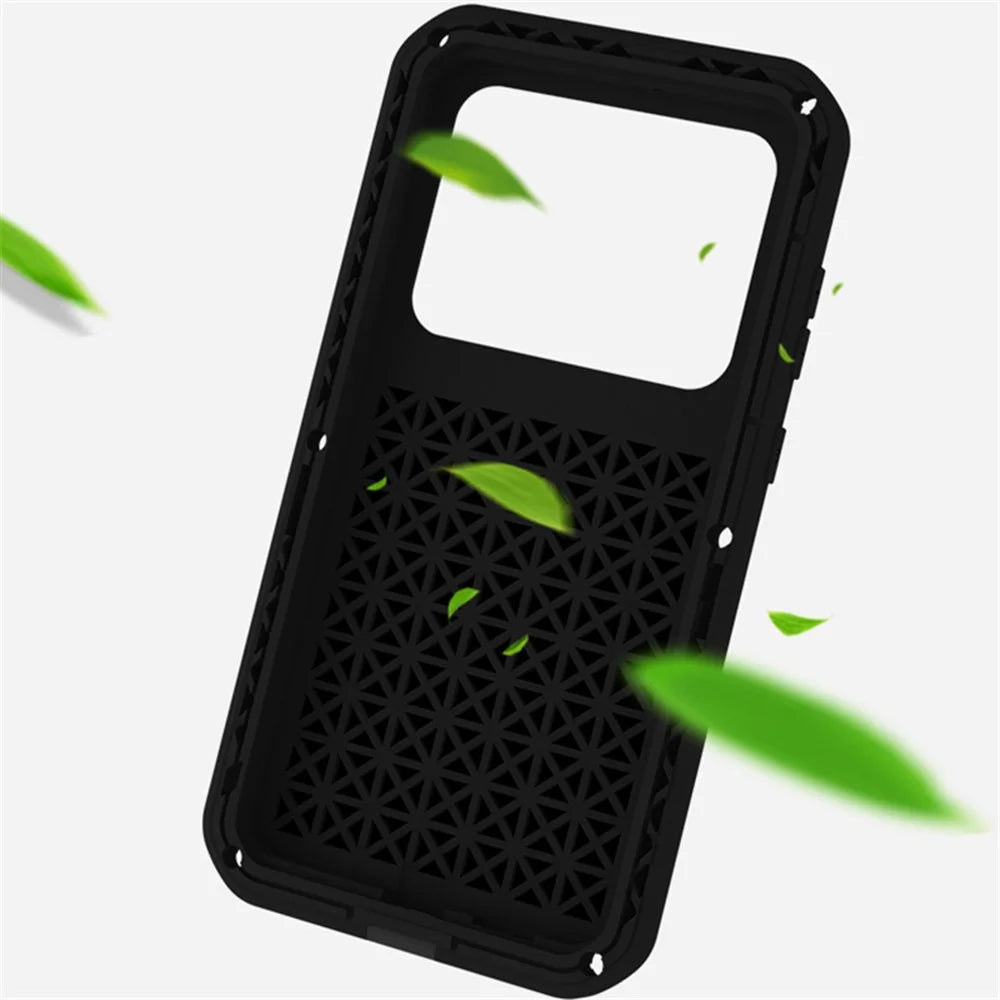 LOVE MEI For Samsung Galaxy S23+ Shockproof Phone Case with Tempered Glass Film Silicone + Metal Drop-proof Smartphone Cover - Black - 2