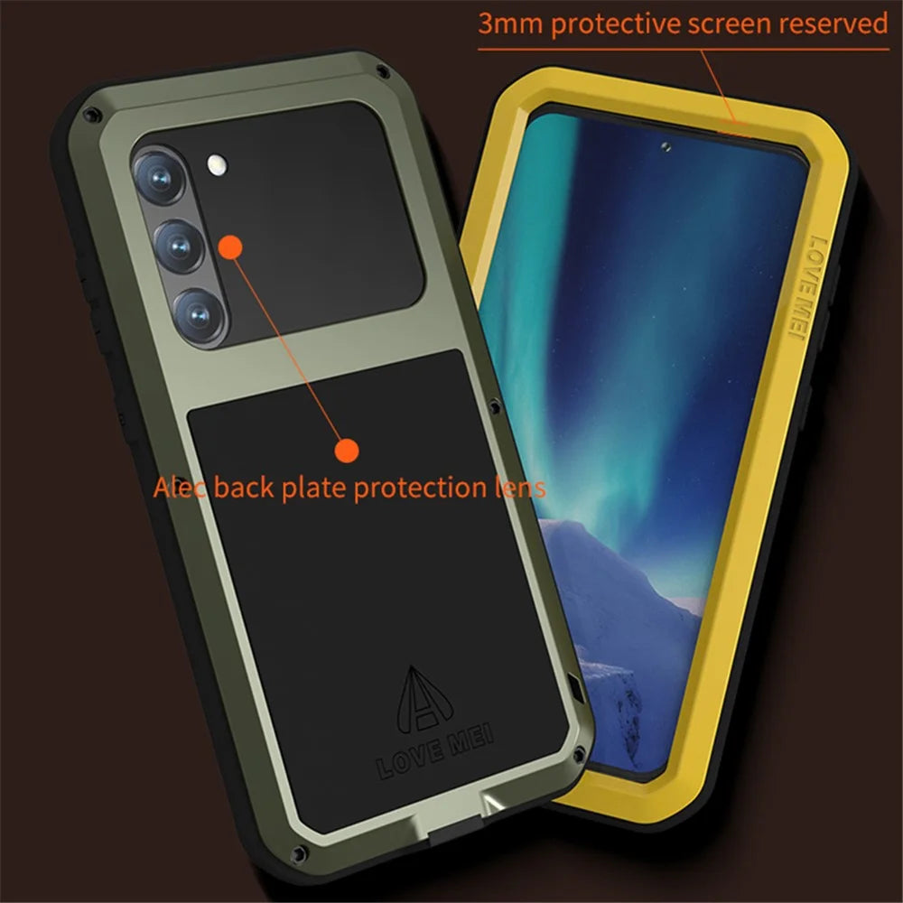 LOVE MEI For Samsung Galaxy S23+ Shockproof Phone Case with Tempered Glass Film Silicone + Metal Drop-proof Smartphone Cover - Black - 4