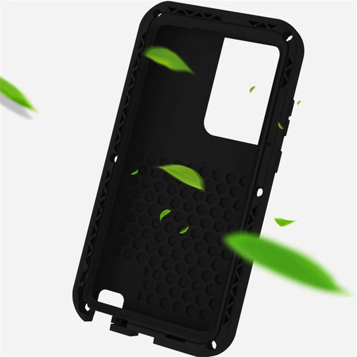 LOVE MEI For Samsung Galaxy S23 Ultra Cell Phone Case Silicone + Metal Shockproof Phone Cover (without Tempered Glass) - Black - 2