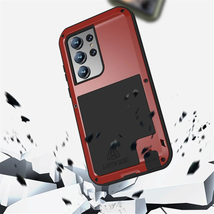 LOVE MEI For Samsung Galaxy S23 Ultra Cell Phone Case Silicone + Metal Shockproof Phone Cover (without Tempered Glass) - Black - 3