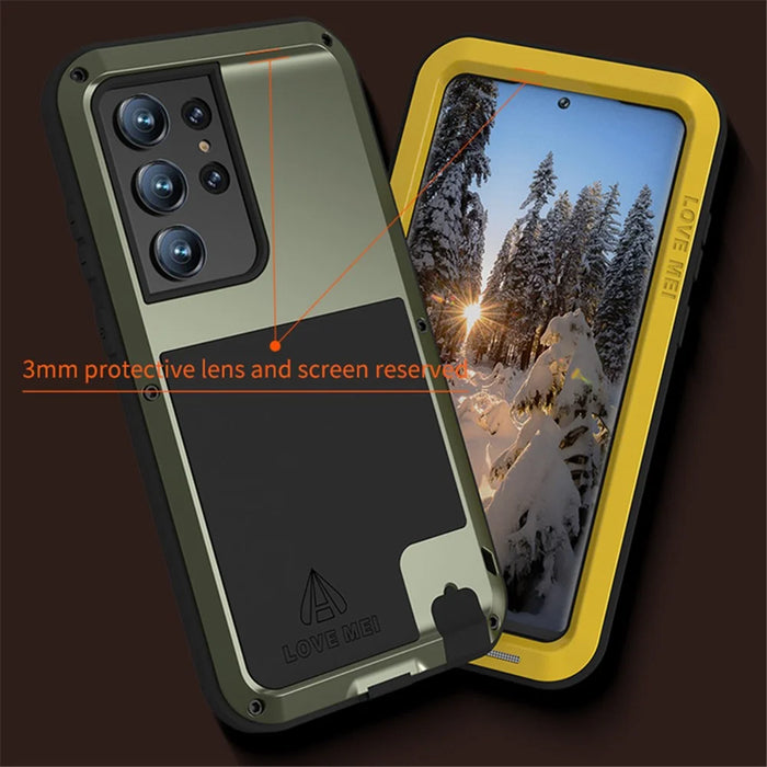 LOVE MEI For Samsung Galaxy S23 Ultra Cell Phone Case Silicone + Metal Shockproof Phone Cover (without Tempered Glass) - Black - 4