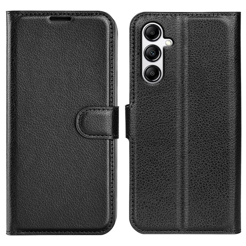 Shockproof Phone Case For Samsung Galaxy A34 5G Litchi Texture Flip Wallet Phone Cover with Stand - Black - 1