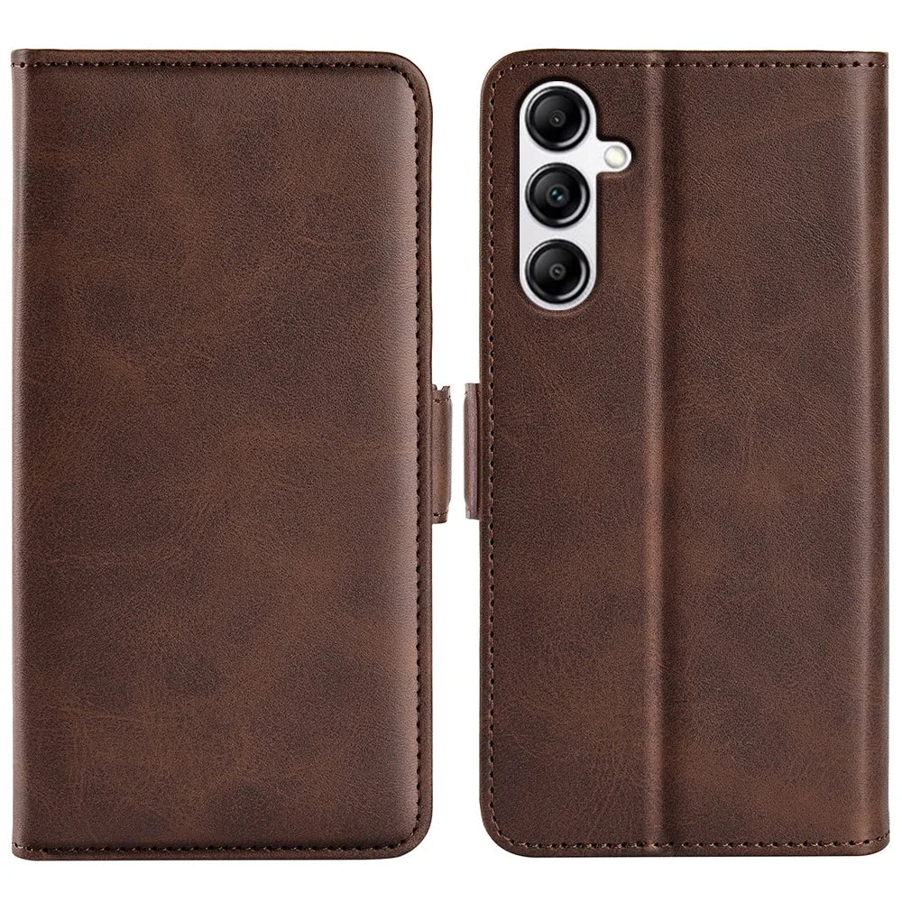 Wallet Cover for Samsung Galaxy A34 5G Calf Texture Stand PU Leather Protective Case - Brown - 1