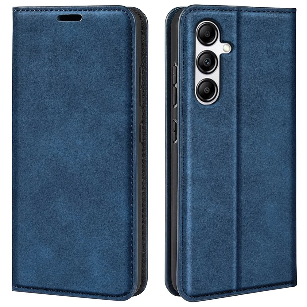 For Samsung Galaxy A34 5G Skin-touch Wallet Case PU Leather Flip Stand Phone Cover - Blue - 1