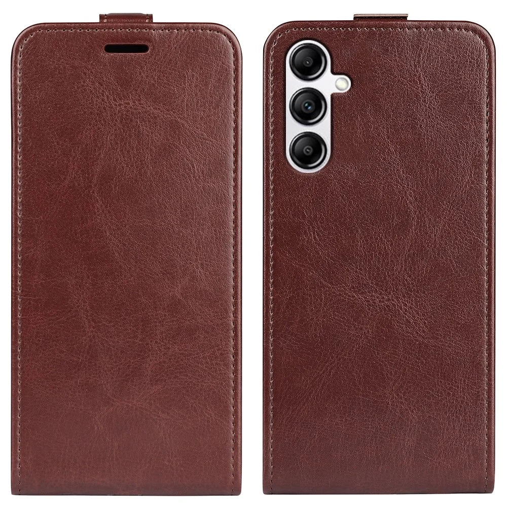 Vertical Flip Cover for Samsung Galaxy A34 5G , Crazy Horse Texture Leather Case with Card Slot - Brown - 1