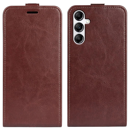 Vertical Flip Cover for Samsung Galaxy A34 5G , Crazy Horse Texture Leather Case with Card Slot - Brown - 1