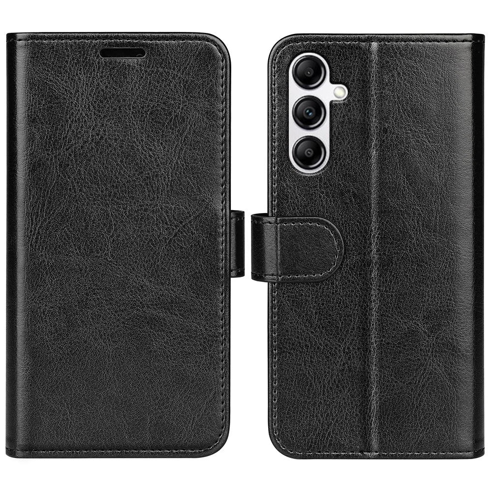 For Samsung Galaxy A34 5G Crazy Horse Texture Case Leather Wallet Stand Folio Flip Cover - Black - 1