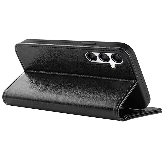 For Samsung Galaxy A34 5G Crazy Horse Texture Case Leather Wallet Stand Folio Flip Cover - Black - 4