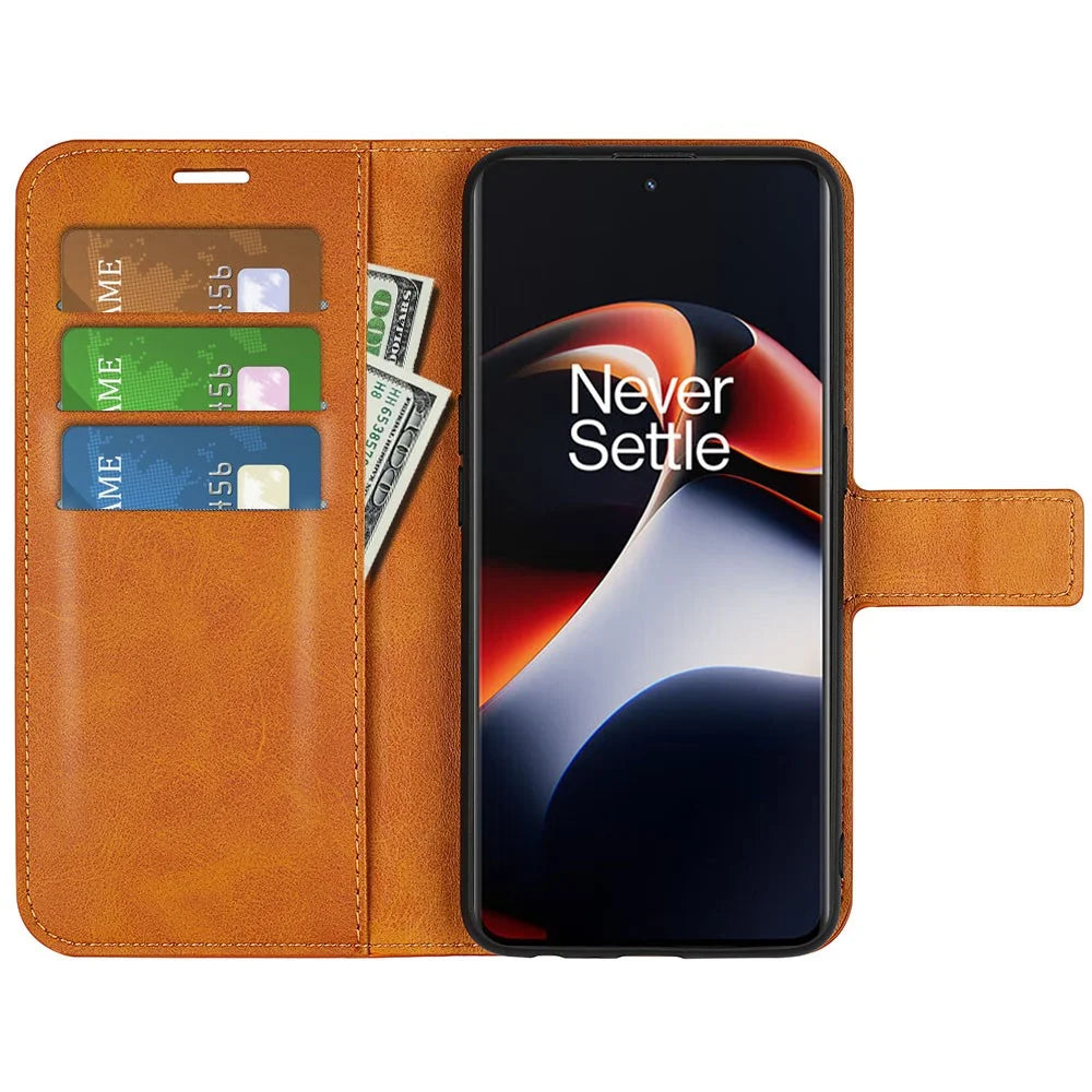 For OnePlus Ace 2 5G / 11R 5G Calf Texture Stand Wallet Case Square Magnetic Clasp Phone Cover - Yellow - 2