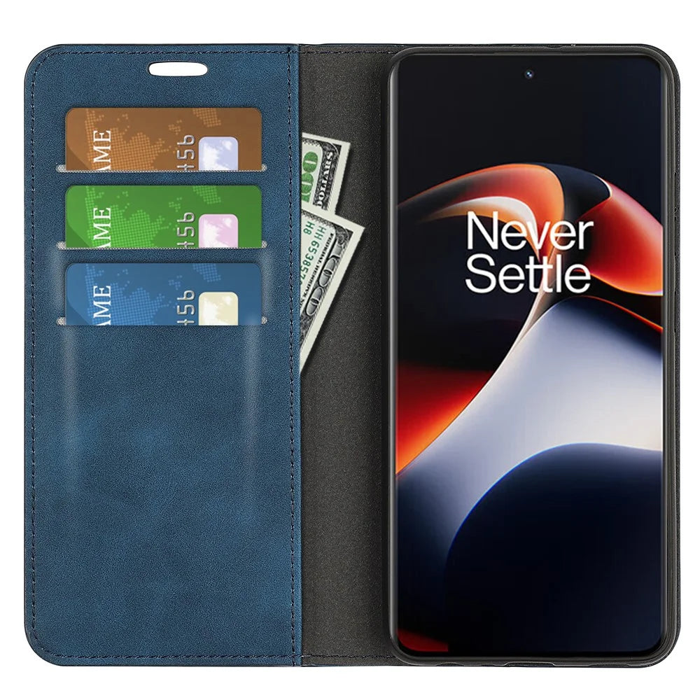 For OnePlus Ace 2 5G / 11R 5G Skin-touch Stand Wallet Case PU Leather Flip Phone Cover - Blue - 2