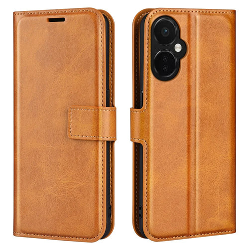 For OnePlus Nord CE 3 Lite 5G / Nord N30 5G Leather Calf Texture Stand Wallet Phone Case Square Magnetic Phone Cover - Yellow - 1