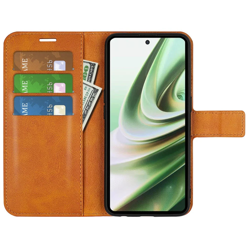 For OnePlus Nord CE 3 Lite 5G / Nord N30 5G Leather Calf Texture Stand Wallet Phone Case Square Magnetic Phone Cover - Yellow - 2