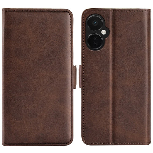 For OnePlus Nord CE 3 Lite 5G / Nord N30 5G Phone Case Leather Calf Texture Magnetic Stand Wallet Cell Phone Cover - Brown - 1