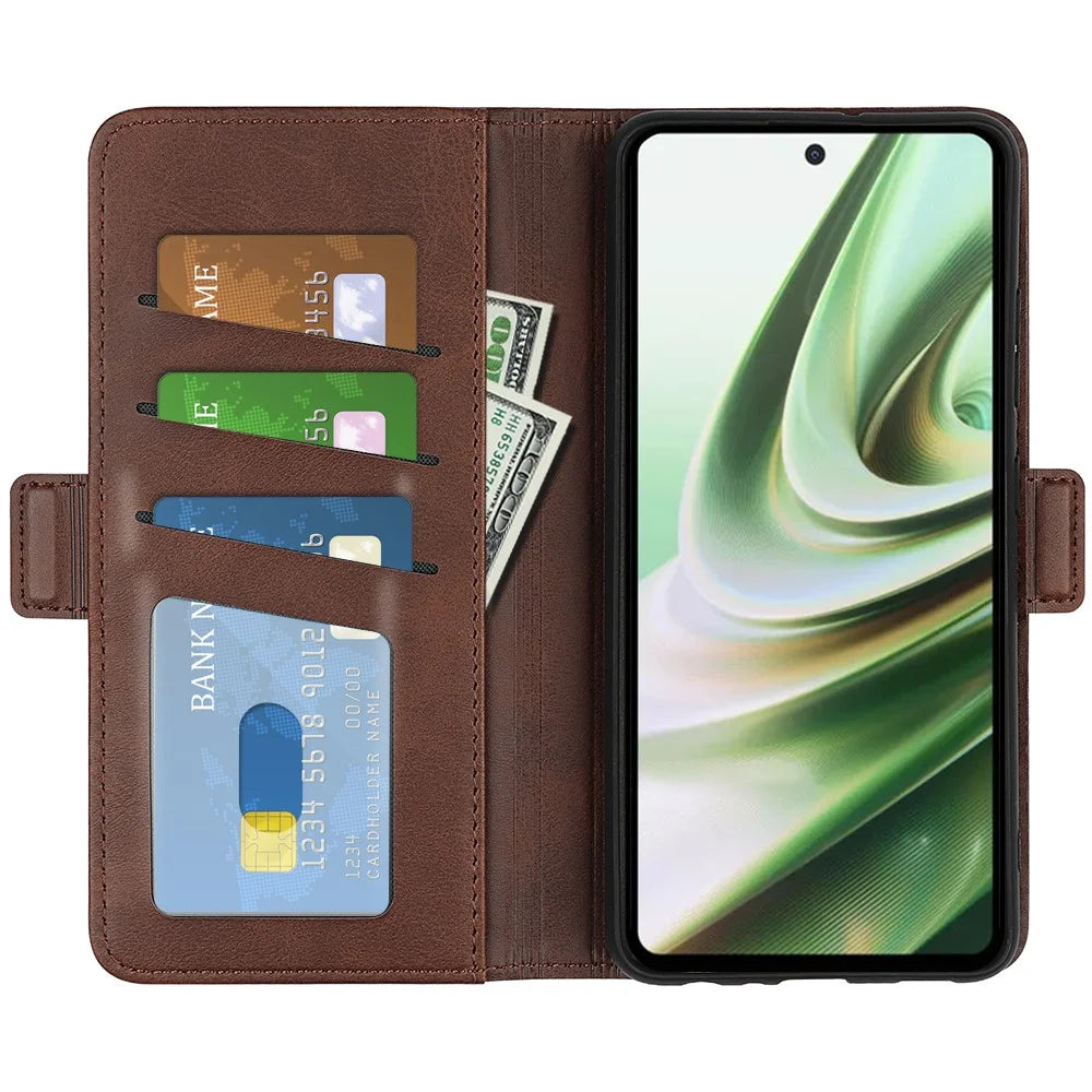 For OnePlus Nord CE 3 Lite 5G / Nord N30 5G Phone Case Leather Calf Texture Magnetic Stand Wallet Cell Phone Cover - Brown - 2