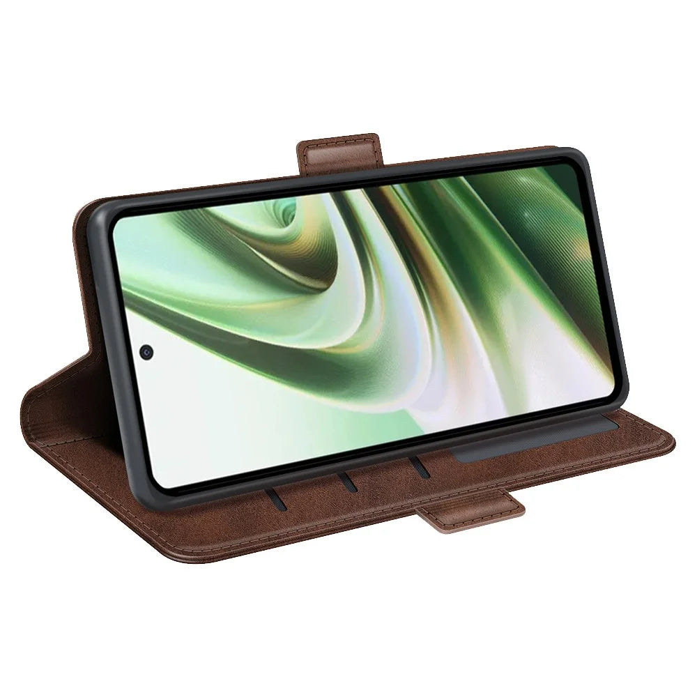 For OnePlus Nord CE 3 Lite 5G / Nord N30 5G Phone Case Leather Calf Texture Magnetic Stand Wallet Cell Phone Cover - Brown - 3