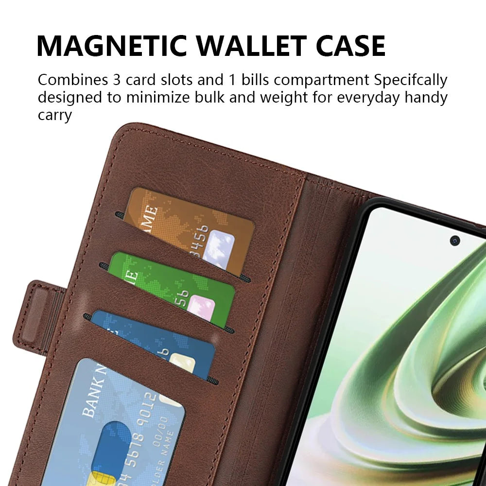 For OnePlus Nord CE 3 Lite 5G / Nord N30 5G Phone Case Leather Calf Texture Magnetic Stand Wallet Cell Phone Cover - Brown - 4