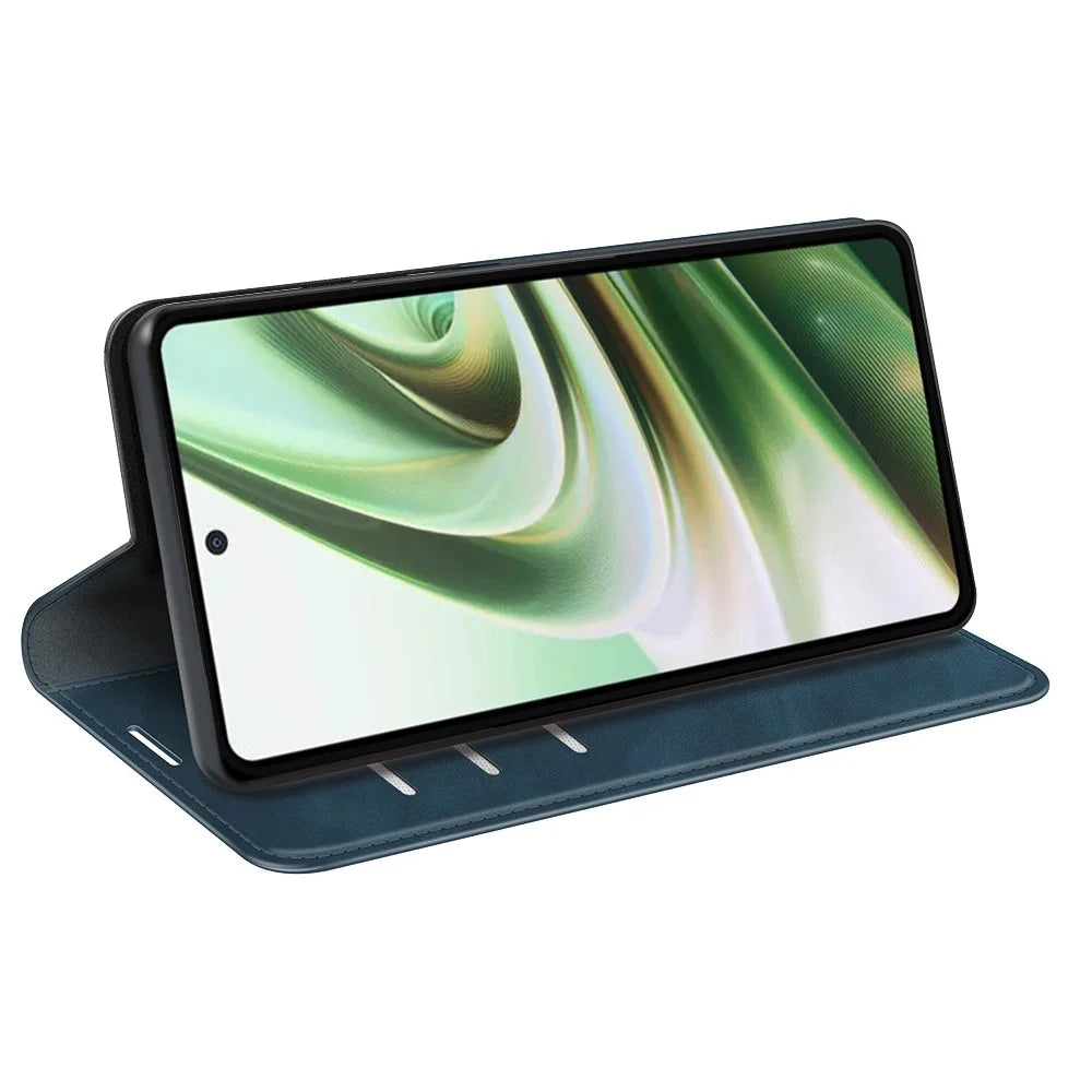 For OnePlus Nord CE 3 Lite 5G / Nord N30 5G Magnetic Auto Closing Skin-touch Feeling Stand Wallet Leather Phone Case - Blue - 3