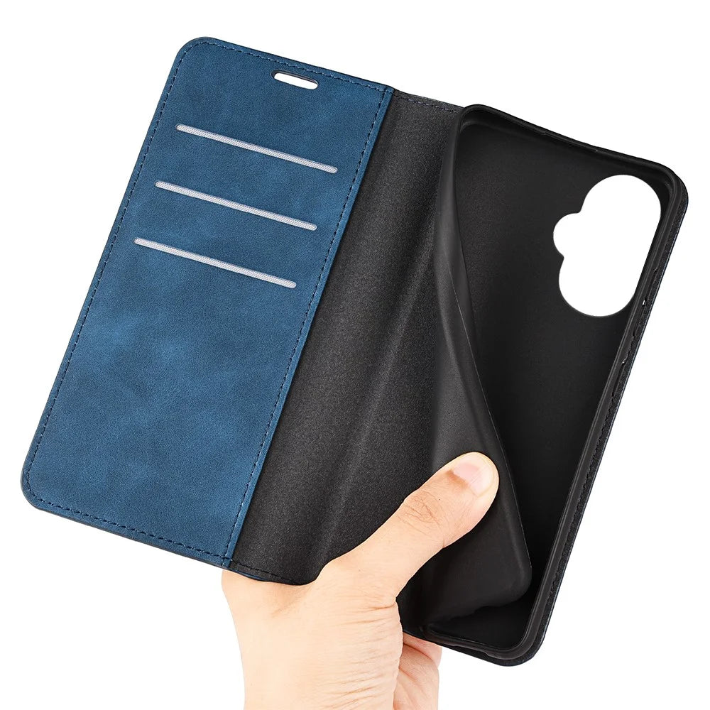 For OnePlus Nord CE 3 Lite 5G / Nord N30 5G Magnetic Auto Closing Skin-touch Feeling Stand Wallet Leather Phone Case - Blue - 7