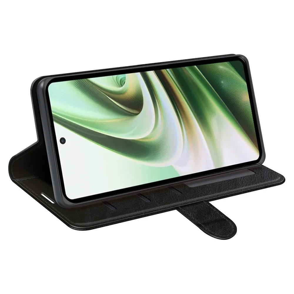 Cell Phone Case for OnePlus Nord CE 3 Lite 5G / Nord N30 5G , PU Leather Crazy Horse Texture Flip Stand Cover Wallet - Black - 3
