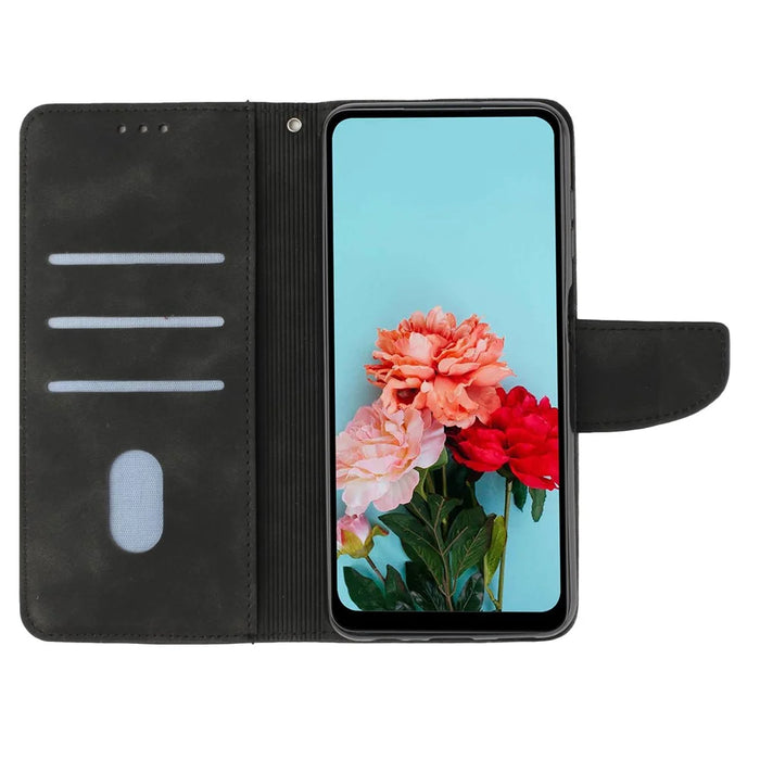 For Samsung Galaxy A24 4G (162.1 x 77.6 x 8.3mm) Solid Color Protective Flip Phone Case Wallet Stand Leather Cell Phone Cover - Black - 2