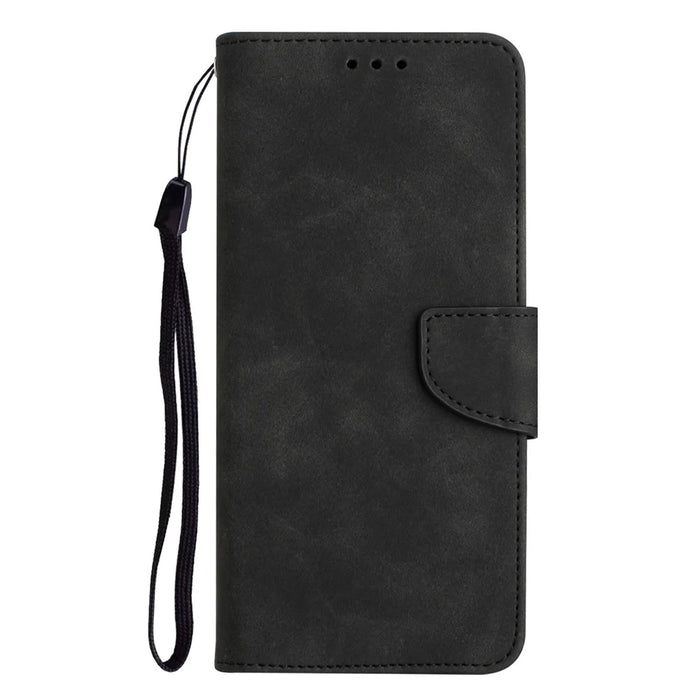 For Samsung Galaxy A24 4G (162.1 x 77.6 x 8.3mm) Solid Color Protective Flip Phone Case Wallet Stand Leather Cell Phone Cover - Black - 7