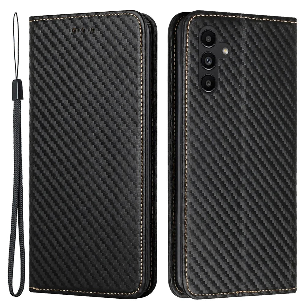 For Samsung Galaxy A24 4G (162.1 x 77.6 x 8.3mm) Full Protection PU Leather Phone Case Magnetic Phone Cover with Stand Wallet - Black - 1